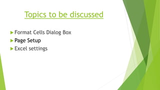 Presentation on MS Excel | PPTX