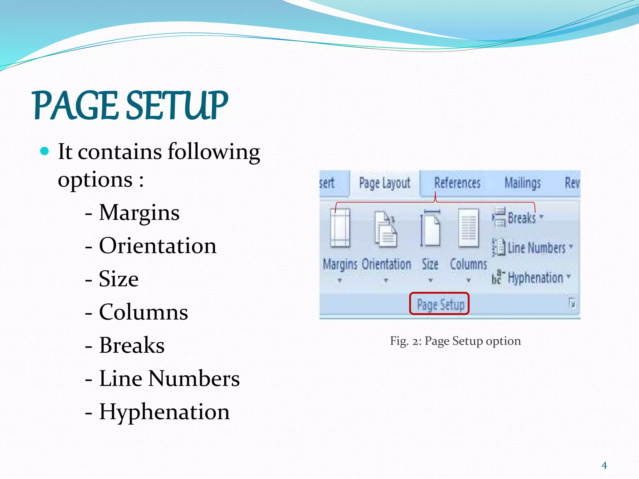 Presentation on msword page layout | PPTX