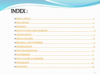 Index Page Layout