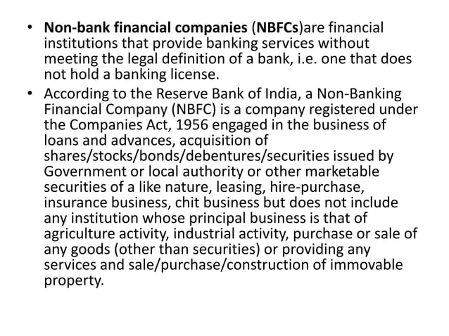 Presentation on non bank financial companies | PPTX | Business Banking ...
