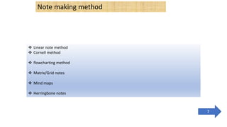 Presentation on note making | PPTX | Education