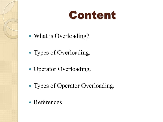 Presentation on overloading | PPTX