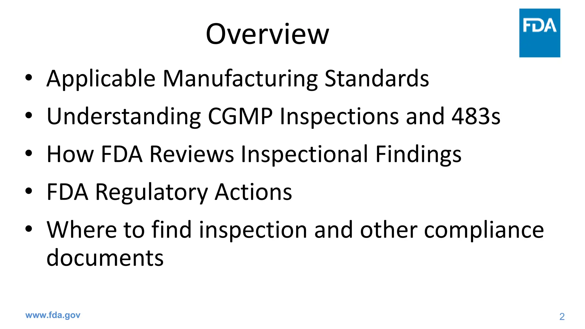 Fda Inspection Process Presentation on Overview of Drug Manufacturing inspections.pdf