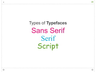 31




Sans Serif
  Serif
 Script
 