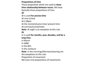 Presentation on prepositions