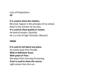 Presentation on prepositions