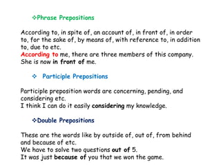 Presentation on prepositions