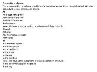 Presentation on prepositions