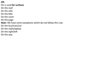 Presentation on prepositions