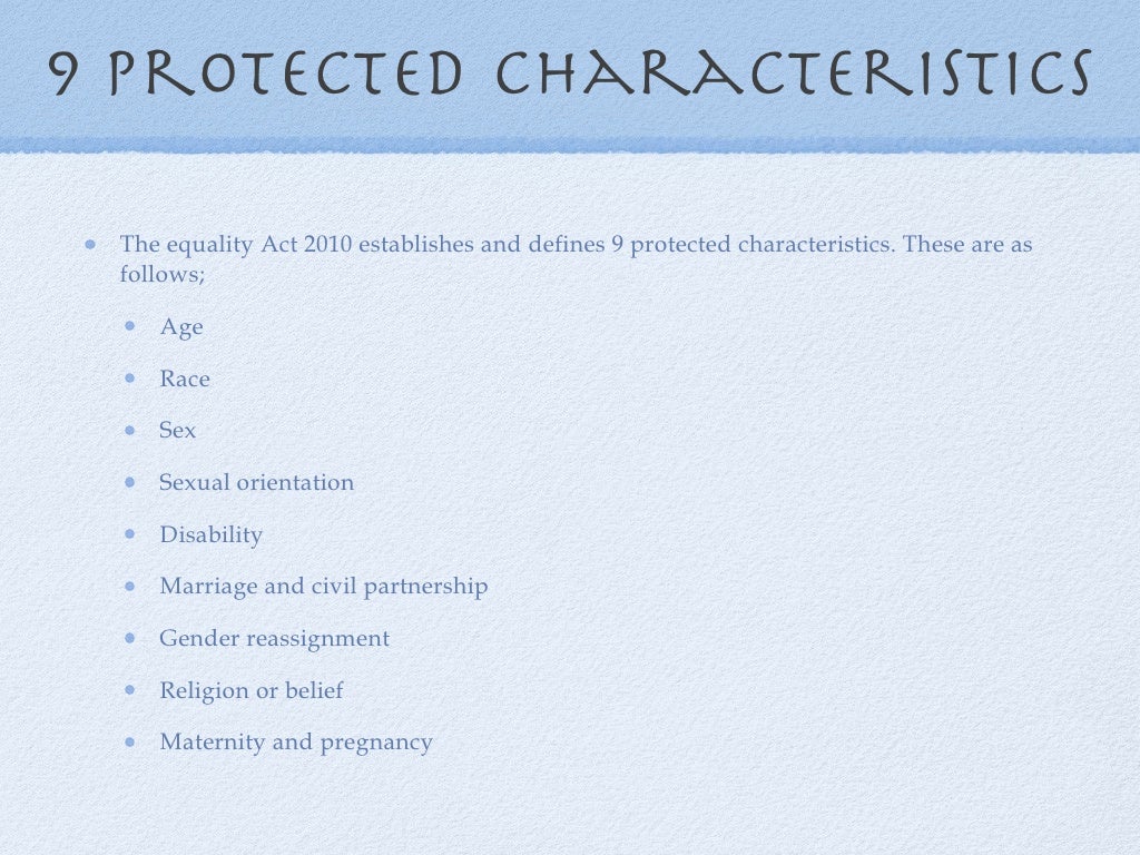 Presentation on protected characteristics