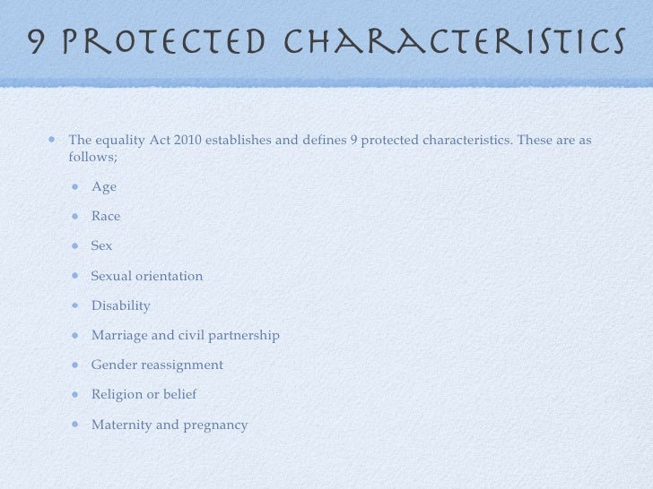 Presentation on protected characteristics