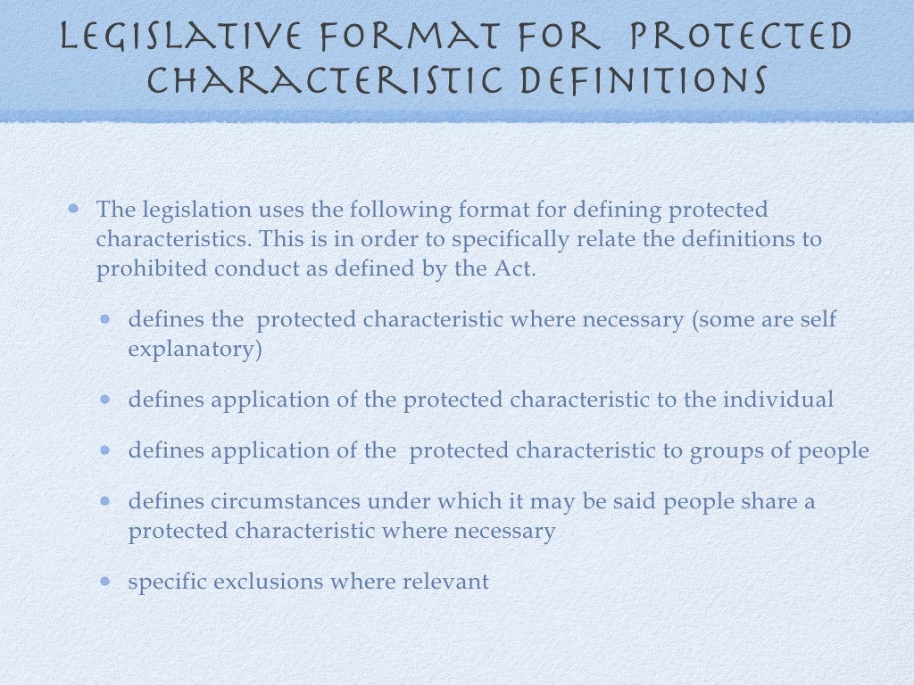 Presentation on protected characteristics