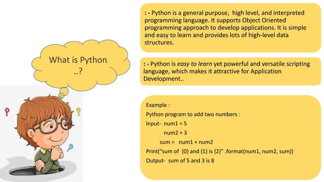 Presentation on python | PPTX | Programming Languages | Computing