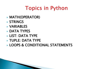 Presentation on python | PPT