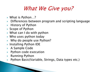 Presentation on python | PPT