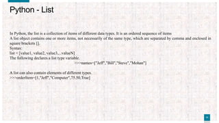 Presentation on python data type | PPTX