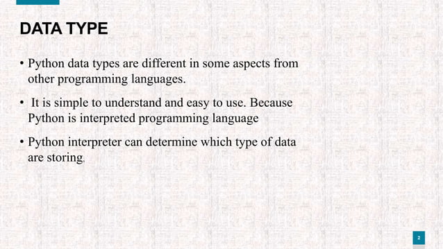Presentation on python data type | PPT