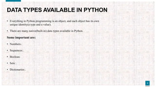 Presentation on python data type | PPTX image.