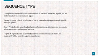 Presentation on python data type | PPTX