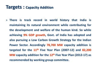 Targets : Capacity Addition

» There is track record in world history that India is
  maintaining its natural environment ...