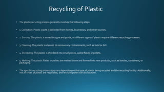 Recycling of plastic | PPTX