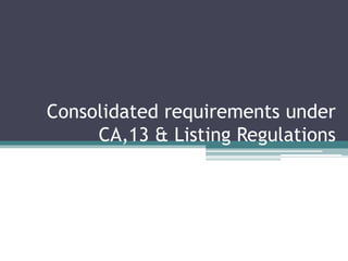 Consolidated requirements under
CA,13 & Listing Regulations
 