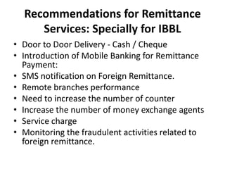 Presentation on remittance trend of ibbl | PPTX