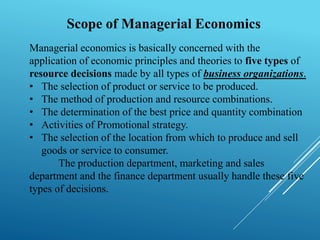 what is the scope of managerial economics