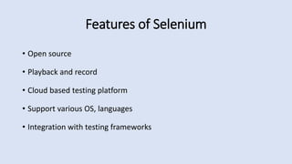 Presentation On Selenium testing and its parts | PPT