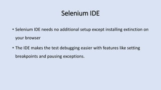 Presentation On Selenium testing and its parts | PPT