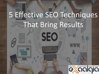 Presentation on
Search Engine Optimization
(SEO)
5 Effective SEO Techniques
That Bring Results
 