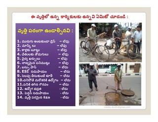 к   к          Ê Ú        ి




1.          к      –
2.                –
3.   к º          –
4.     к Ú         –
5. Ú х            –
6.                 –
7. º               –    Ú
8. ESI Ú            –    Ú
9.        к   к     –    Ú
10.Ê        к       –     Ú
11.                –    Ú
12.      Ú              Ú
13.      Ú              Ú
14.                     Ú
                                         ి         ి
                                      nreddy.donthi@gmail.com
 