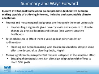 South Asia Water Initiative (SAWI) - Economic and Institutional Landscapes