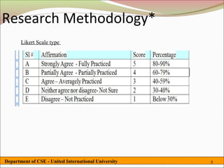 Research Methodology*
       Likert Scale type




Department of CSE - United International University   9
 