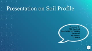 01
Presentation on Soil Profile
Presented By
Md. Rasel Ali
Reg:AGRW2017000494
Faculty of
Agriculture
EBAUB
 