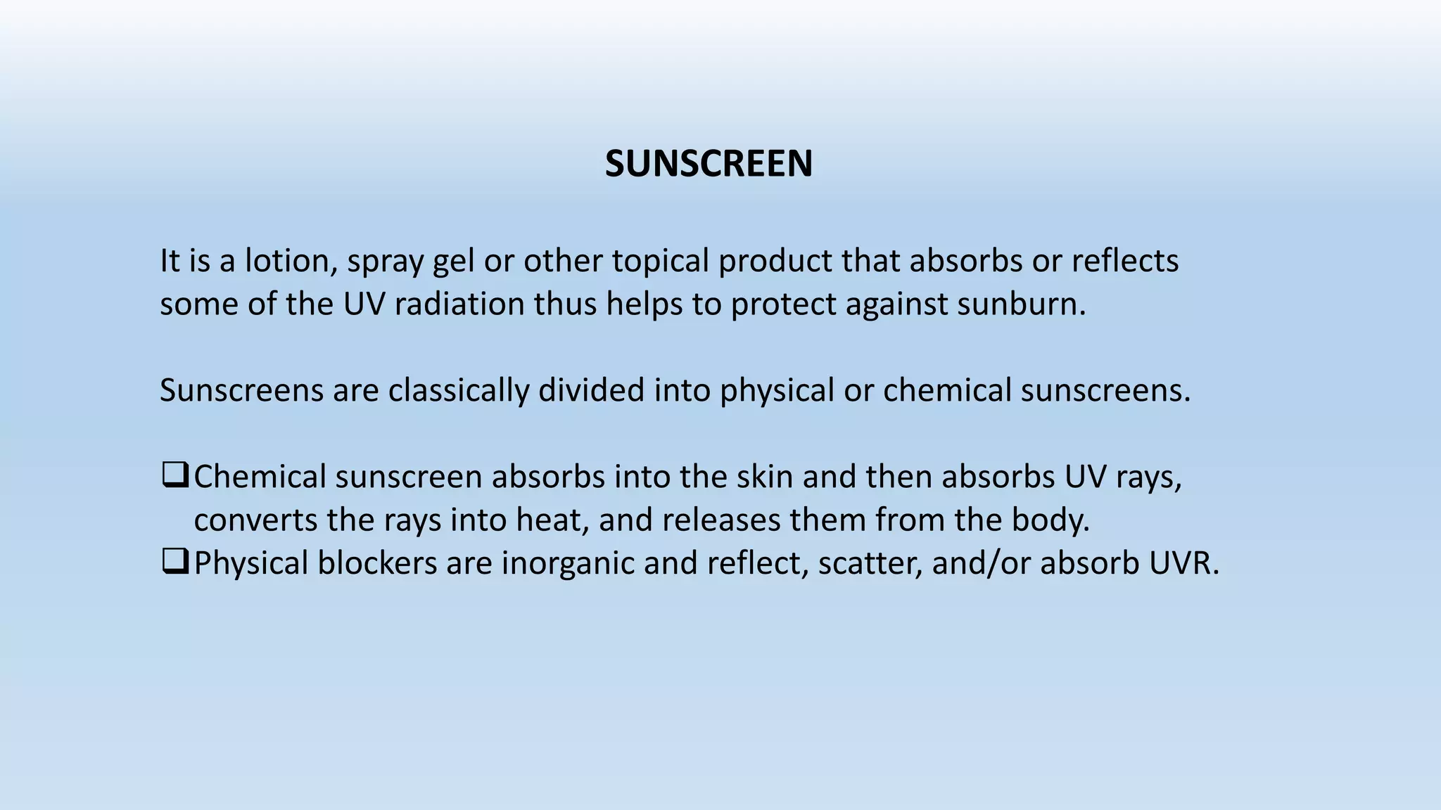 sunprotection, sunscreen classification and regulatory aspects PPT