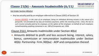 41
Clause 21(b) – Amounts Inadmissible (6/11)
(ix) Under Section 40(a)(v)
 Any tax actually paid by an employer referred ...