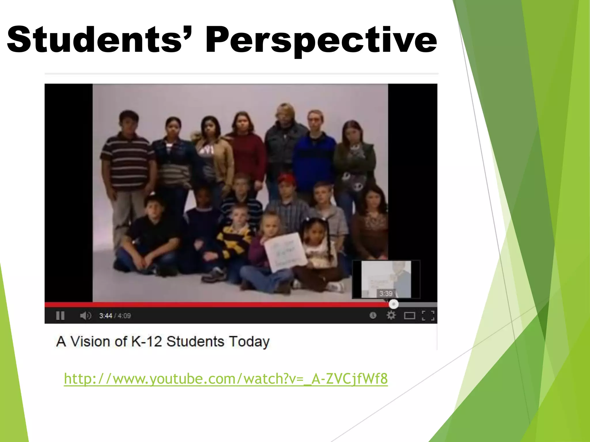 Students’ Perspective

http://www.youtube.com/watch?v=_A-ZVCjfWf8

 