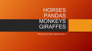 HORSES
PANDAS
MONKEYS
GIRAFFES
What do you know about horses ?
 