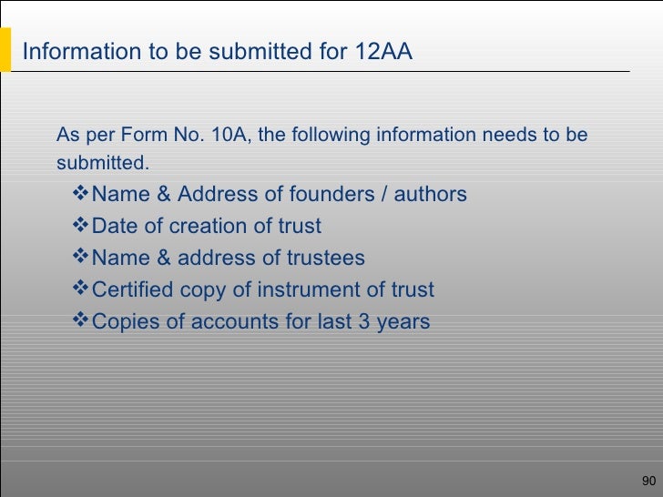 form for 80g application on final  Presentation trusts