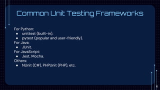Presentation on Unit Test with Python and Pytest | PDF