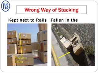 Wrong Way of Stacking Kept next to Rails Fallen in the Canal Stacking height  