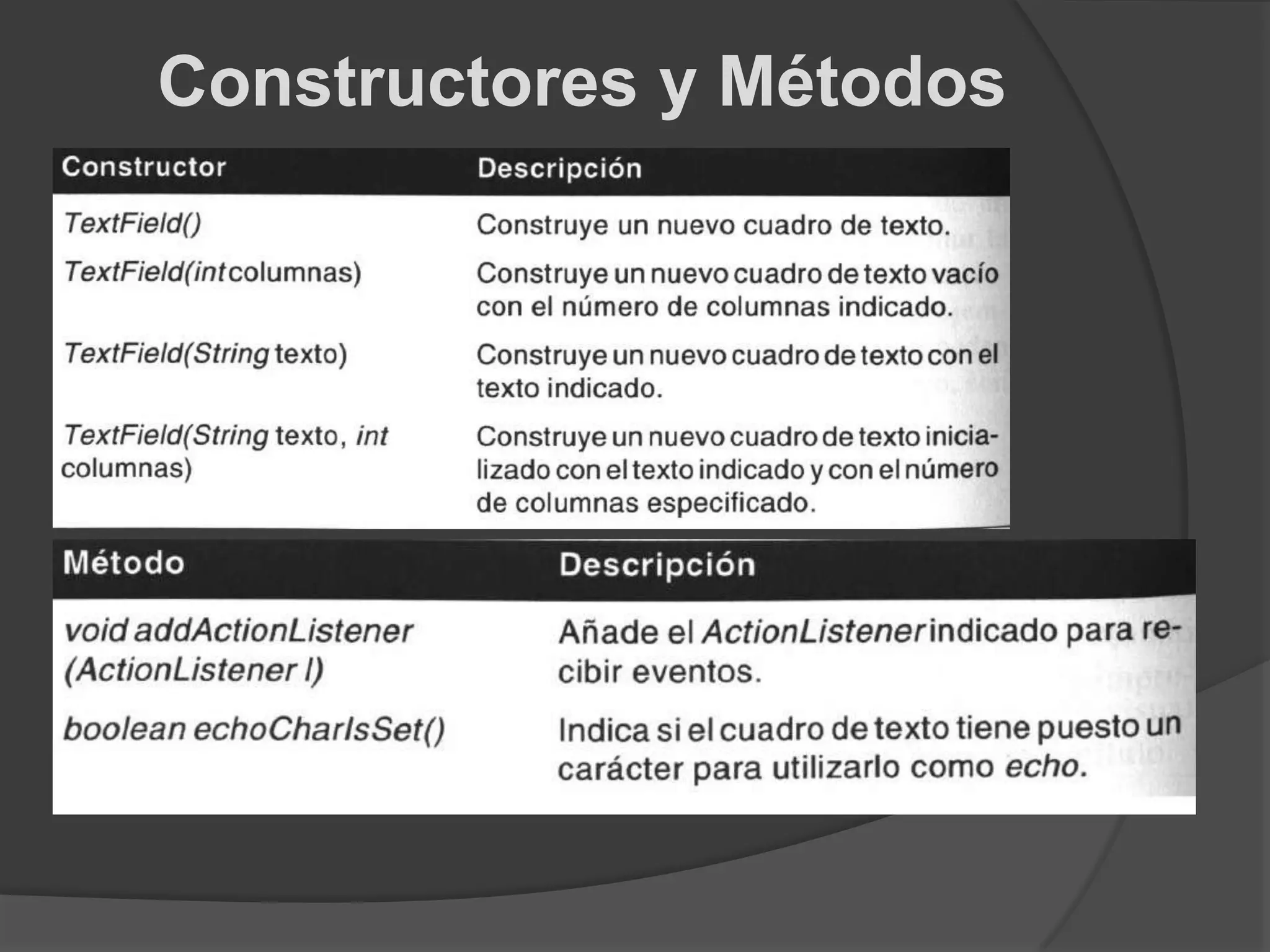 Constructores y Métodos