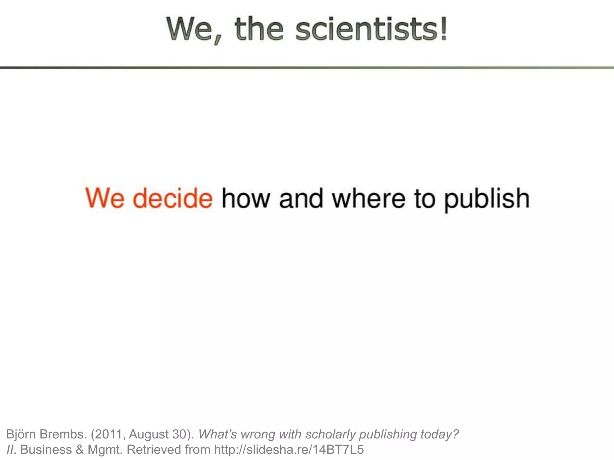 •EU Commission + ESRC: Accelerate open access.
OA journals + databases facilitating mechanism of
open peer revision + visibility/impact (avoid duplication).
1. Technology: Coordination mechanisms - exchange and
codification of tacit knowledge, simplifying its
translation into more findable and interchangeable
resources (Heimeriks & Vasileiadou, 2008).
(i.e. PeerJ, Rubriq)
91	
  
 