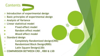 Basic Concepts of Experimental Design & Standard Design ( Statistics ...