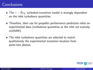 Modelling of Laminar-to-Turbulent Flow Transition on a Marine Propeller ...