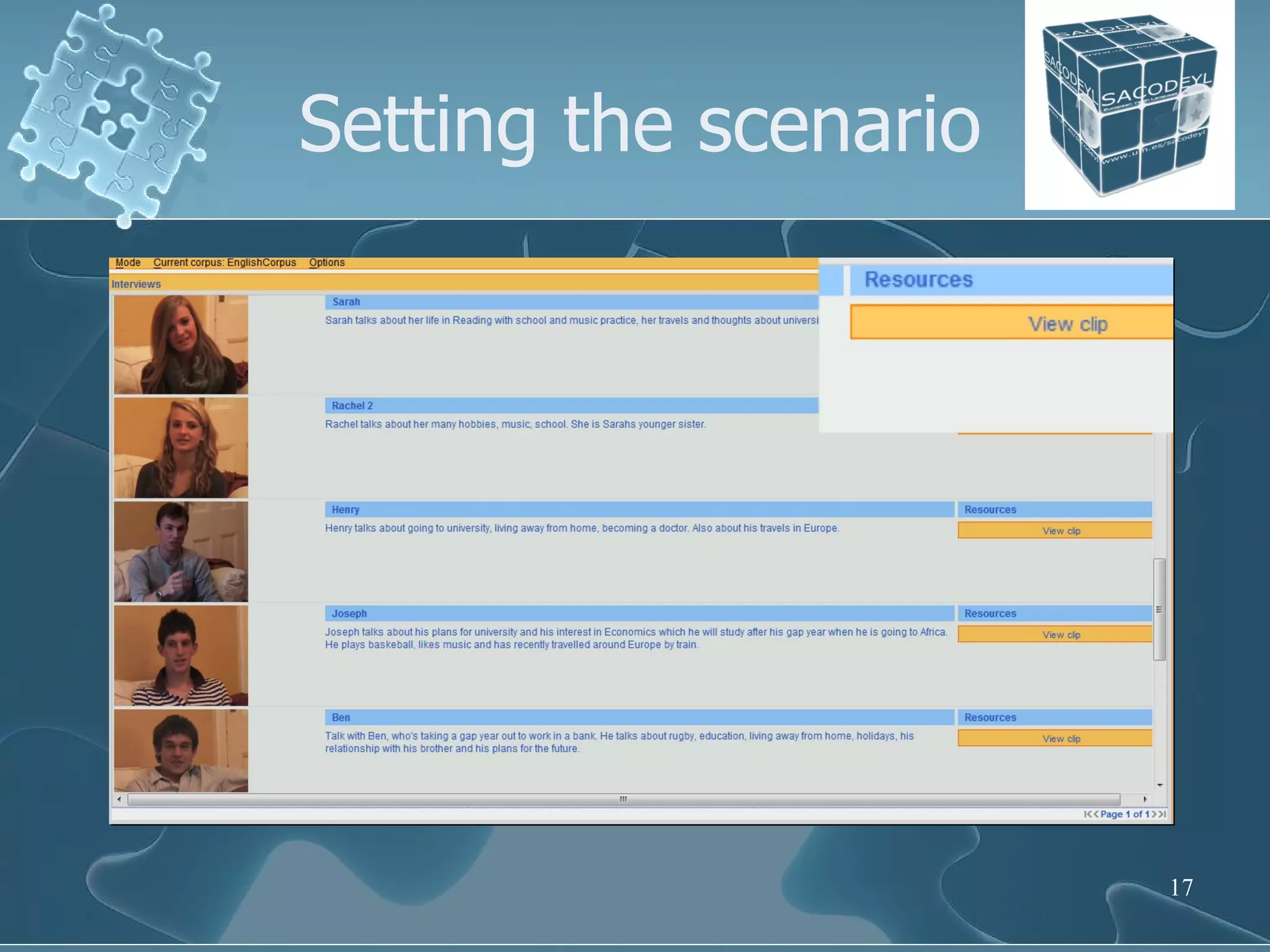 Setting the scenario 