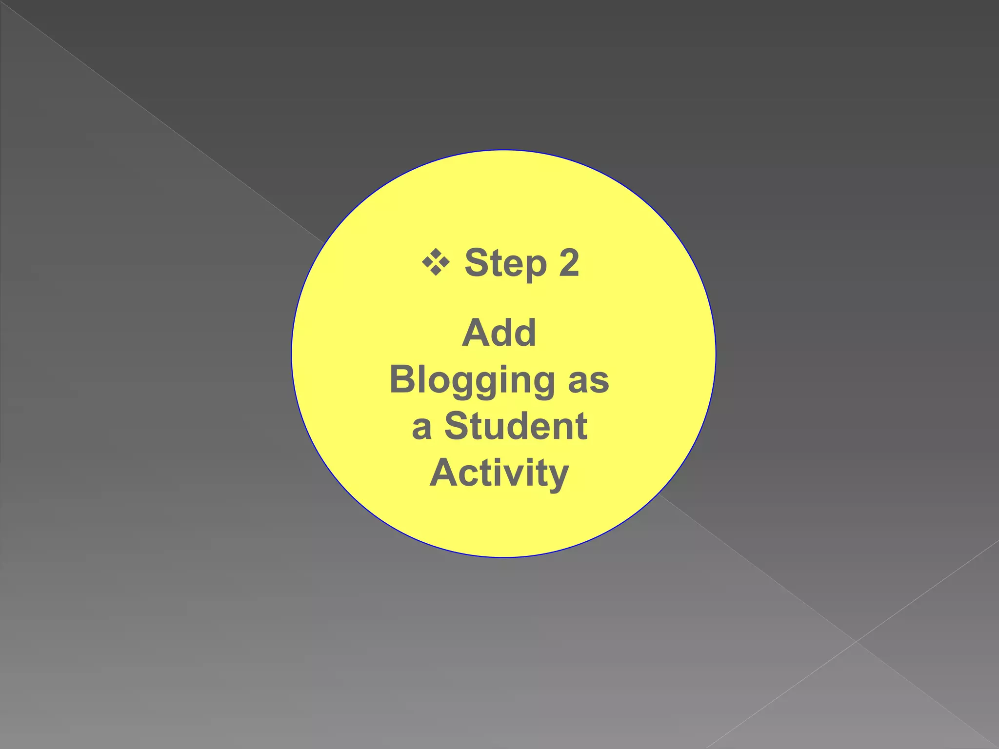  Step 2
    Add
Blogging as
 a Student
  Activity
 