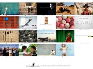 18. Ask kineticallya.	Lights. Out.Communicating ‘turn off the lights’ in a hotel is tricky – the guest derives no personal benefit (either delayed or short-term) by  turning off lights, etcSo what do you say??A gentle prod to go green: Turning wishes into actions a matter of showing people the way | Chicago Tribune | Thaler, Sunstein | 2008