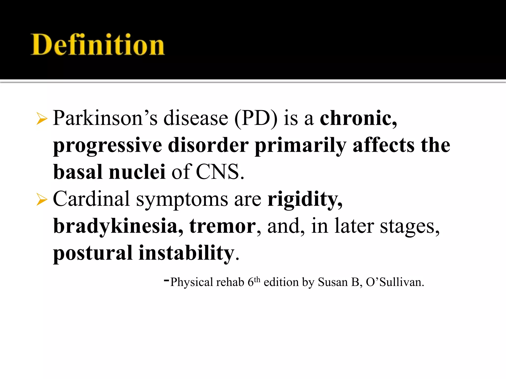 Parkinson's Disease & Physiotherapy Management | PPTX
